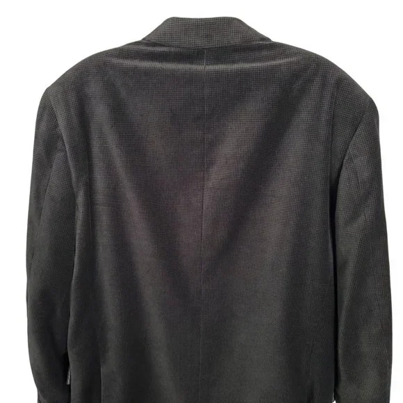Alfani Mens Size 40L Blazer Sport Coat Slim Fit Velvet Micro Check Black Gray